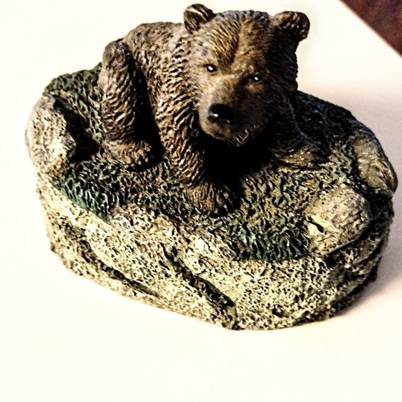 Rustic Black Bear Trinket Cast Resin Jewelry Box w/Lid ~ Cabin / Lodge Decor EUC - Picture 2 of 10